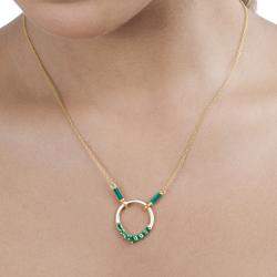 Pre Owned 0.58 cts Emerald 14K Yellow Gold Circle Necklace