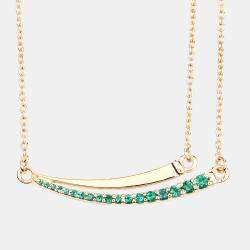 Pre Owned 0.20 cts Emerald 14K Yellow Gold Bar Necklace
