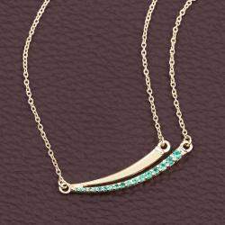 Pre Owned 0.20 cts Emerald 14K Yellow Gold Bar Necklace