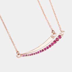 Pre Owned قلادة ذهب وردي عيار 14 ياقوت 0.28 قيراط بار