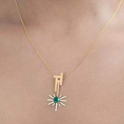 مملوكة مسبقًا دلاية شمسية بحجر الزمرد 1.01 قيراط وذهب أصفر عيار 14 قيراط