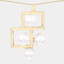 Pre Owned 13.65 cts Pearl 14K Yellow Gold Geometric Pendant