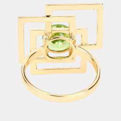 مم�لوكة مسبقًا 2.25 cts Peridot 14K Yellow Gold Geometric Ring US Size 7