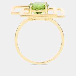 مملوكة مسبقًا 2.25 cts Peridot 14K Yellow Gold Geometric Ring US Size 7
