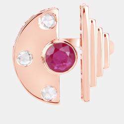 Pre Owned 0.95 cts Ruby and Diamond 14K Rose Gold Promise Ring US Size 6.50