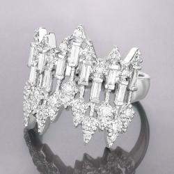 مملوكة مسبقًا خاتم زفاف من ماس وزن 0.51 قيراط من الذهب الأبيض عيار 14 بحجم 7 US