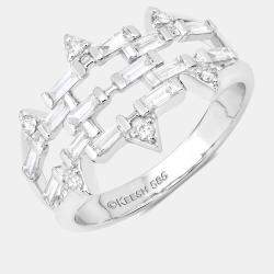 مملوكة مسبقًا خاتم زفاف من ماس وزن 0.51 قيراط من الذهب الأبيض عيار 14 بحجم 7 US