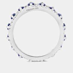 Pre Owned 2.89 cts Blue Sapphire and Diamond 14K White Gold Eternity Band Ring US Size 7