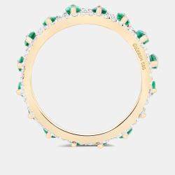 Pre Owned 2.15 cts Emerald and Diamond 14K Yellow Gold Eternity Band Ring US Size 7