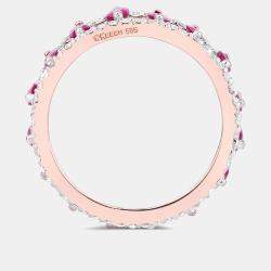 Pre Owned 2.08 cts Ruby and Diamond 14K Rose Gold Eternity Band Ring US Size 7