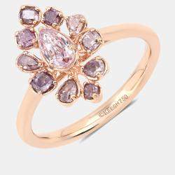 مملوكة مسبقًا خاتم زفاف من ماس وردي وماس أبيض وزن 0.89 قيراط من الذهب الوردي عيار 18 بحجم 7 US