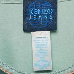 Kenzo Jeans Blue Mesh Trim Jersey Long Sleeve T-Shirt L