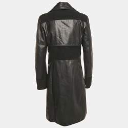 Pre Owned معطف كينزو جينز بجلد وقطن أسود مقاس متوسط