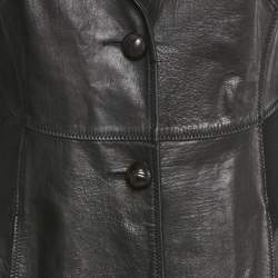 Pre Owned معطف كينزو جينز بجلد وقطن أسود مقاس متوسط