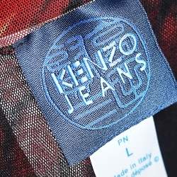 Pre Owned Kenzo Jeans Orange Printed Jersey Skirt L