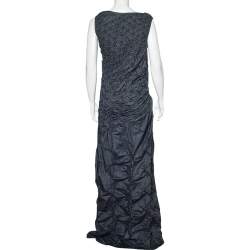Kenzo Jeans Navy Blue Textured Lightweight Denim Maxi Dress M