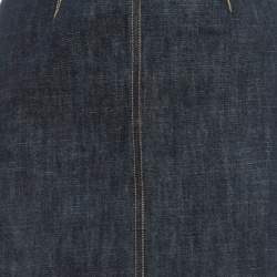 Pre Owned Kenzo Jeans Navy Blue Studded Denim Flared Maxi Skirt S