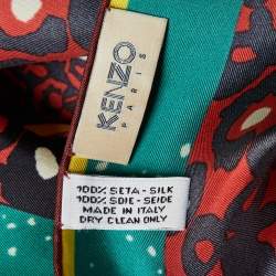 Kenzo Red Leopard Print Silk Scarf