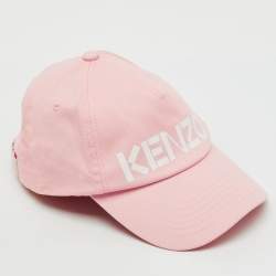 Pre Owned Kenzo Pink Logo Flock Print Cotton Baseball Cap One Size