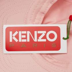 Pre Owned Kenzo Pink Logo Flock Print Cotton Baseball Cap One Size