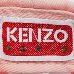 Pre Owned Kenzo Pink Logo Flock Print Cotton Baseball Cap One Size