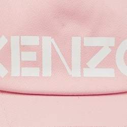 Pre Owned Kenzo Pink Logo Flock Print Cotton Baseball Cap One Size