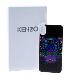 Pre Owned Kenzo Multicolor Black PVC Tiger Print iPhone X Case