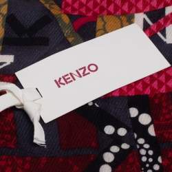 Pre Owned Kenzo Multicolor Printed Wool Angora Blend Scarf