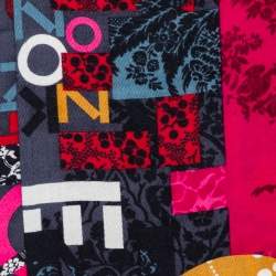 Pre Owned Kenzo Multicolor Printed Wool Angora Blend Scarf