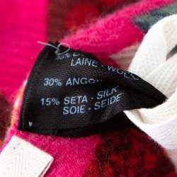 Pre Owned وشاح كينزو مزيج صوف وردي مطبوع شعار الماركة