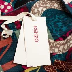 Kenzo Multicolor Logo Print Wool Blend Scarf