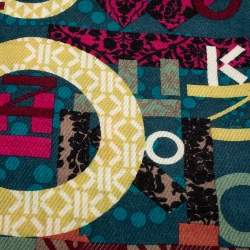 Kenzo Multicolor Logo Print Wool Blend Scarf