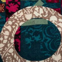 Kenzo Multicolor Logo Print Wool Blend Scarf