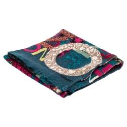 Kenzo Multicolor Logo Print Wool Blend Scarf