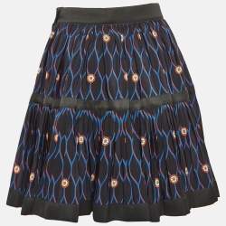 Kenzo X H&M Black Printed Silk Pleated Mini Skirt S
