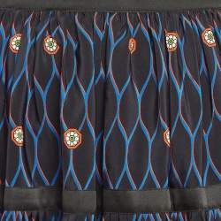 Kenzo X H&M Black Printed Silk Pleated Mini Skirt S