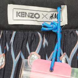 Kenzo X H&M Black Printed Silk Pleated Mini Skirt S