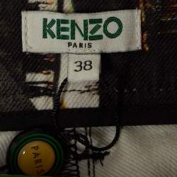 Pre Owned Kenzo Black Abstract Print Denim Skinny Jeans M Waist 30"