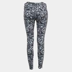 Kenzo Blue Floral Print Denim Skinny Jeans M Waist 30''