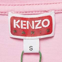 Pre Owned Kenzo Pink Logo Print Cotton Relax Fit T-Shirt S