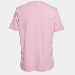 Pre Owned Kenzo Pink Logo Print Cotton Relax Fit T-Shirt S