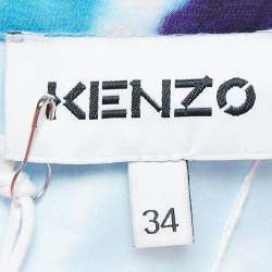 Kenzo Multicolor Tie-Dye Print Satin Belted Midi Skirt S