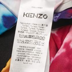 Kenzo Multicolor Tie-Dye Print Satin Belted Midi Skirt M