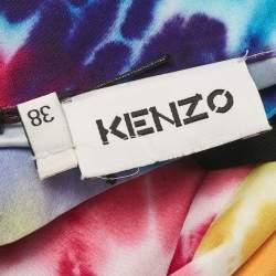 Kenzo Multicolor Tie-Dye Print Satin Belted Midi Skirt M