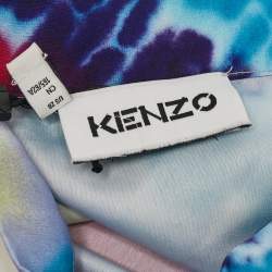 Kenzo Multicolor Tie-Dye Print Satin Belted Midi Skirt M