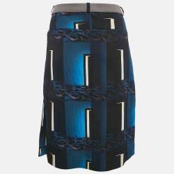 Kenzo Blue/Multicolor Printed Crepe Short Skirt L
