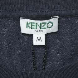 Pre Owned Kenzo Blue Logo Tiger Print Crew Neck T-Shirt M
