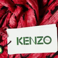 Kenzo Dark Pink Printed Plisse Soft Flared Dress S