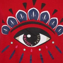 Pre Owned Kenzo Red Logo Tiger Print Crew Neck T-Shirt L