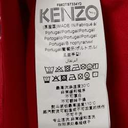 Pre Owned Kenzo Red Logo Tiger Print Crew Neck T-Shirt L